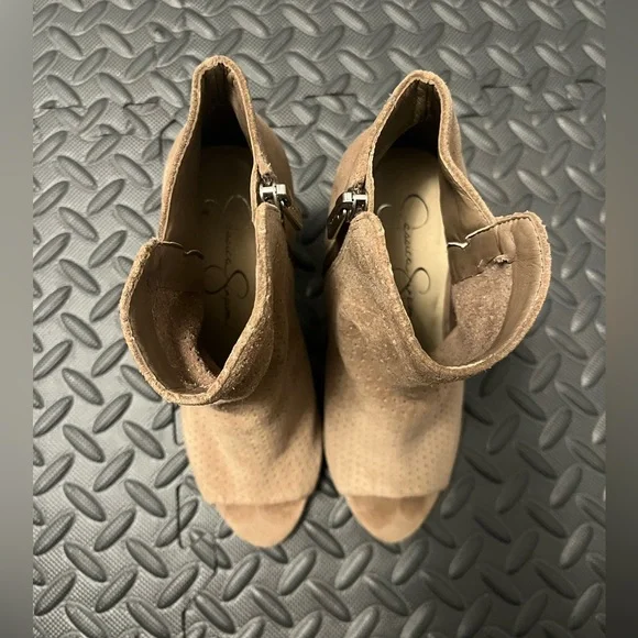 Jessica Simpson Suede Ankle Booties in Beige - Picture 5 of 6